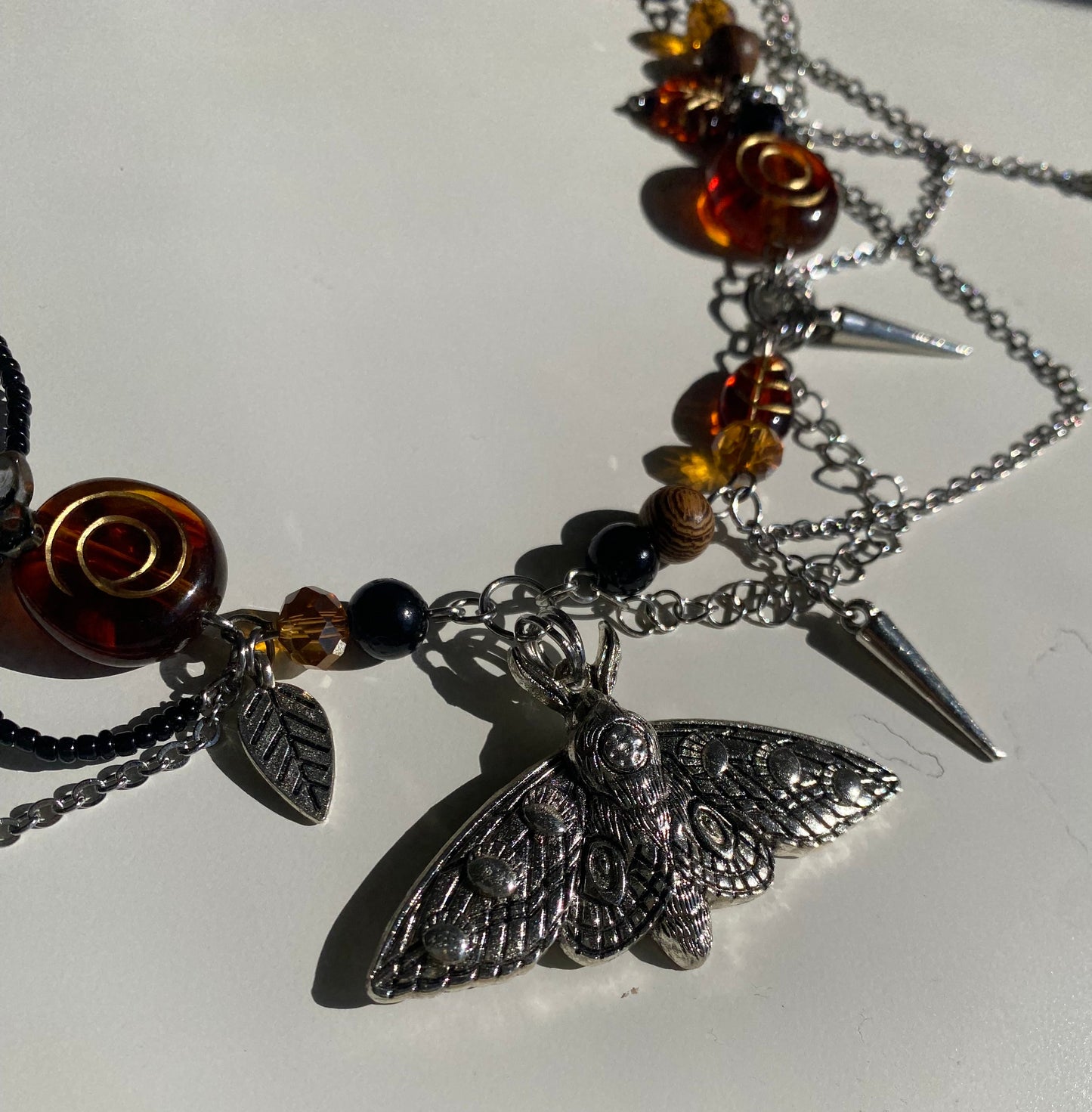 Emperor Moth Brown-Black Necklace