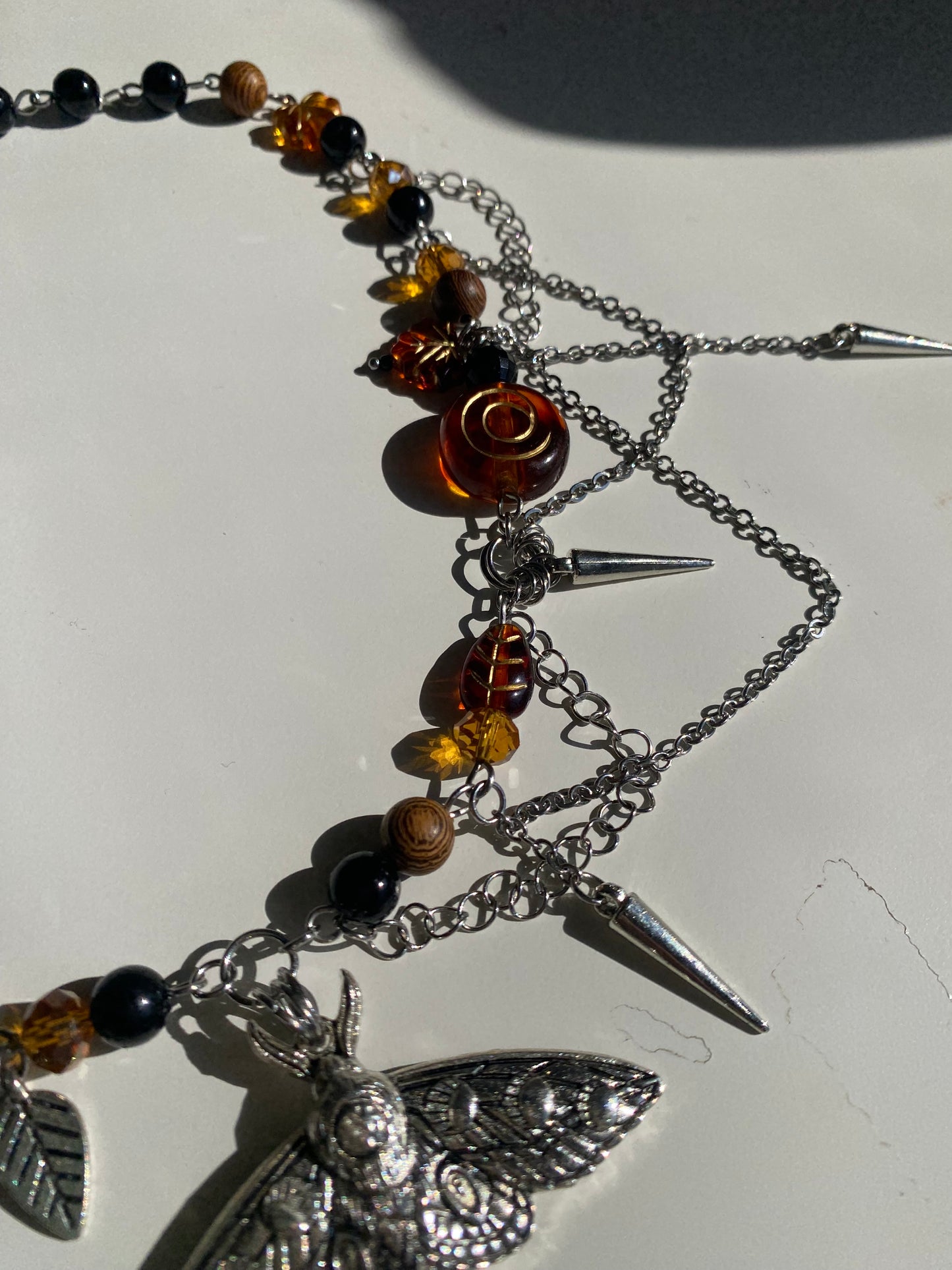 Emperor Moth Brown-Black Necklace