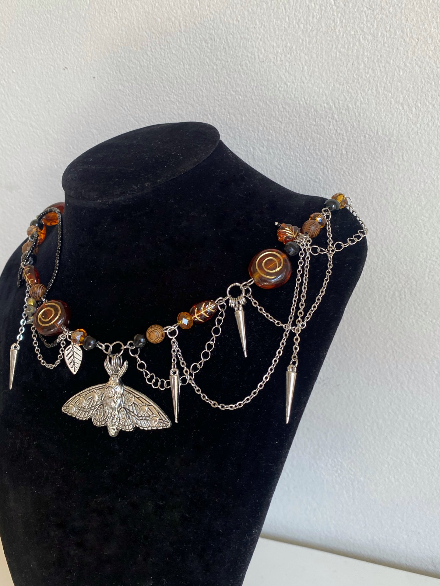 Emperor Moth Brown-Black Necklace