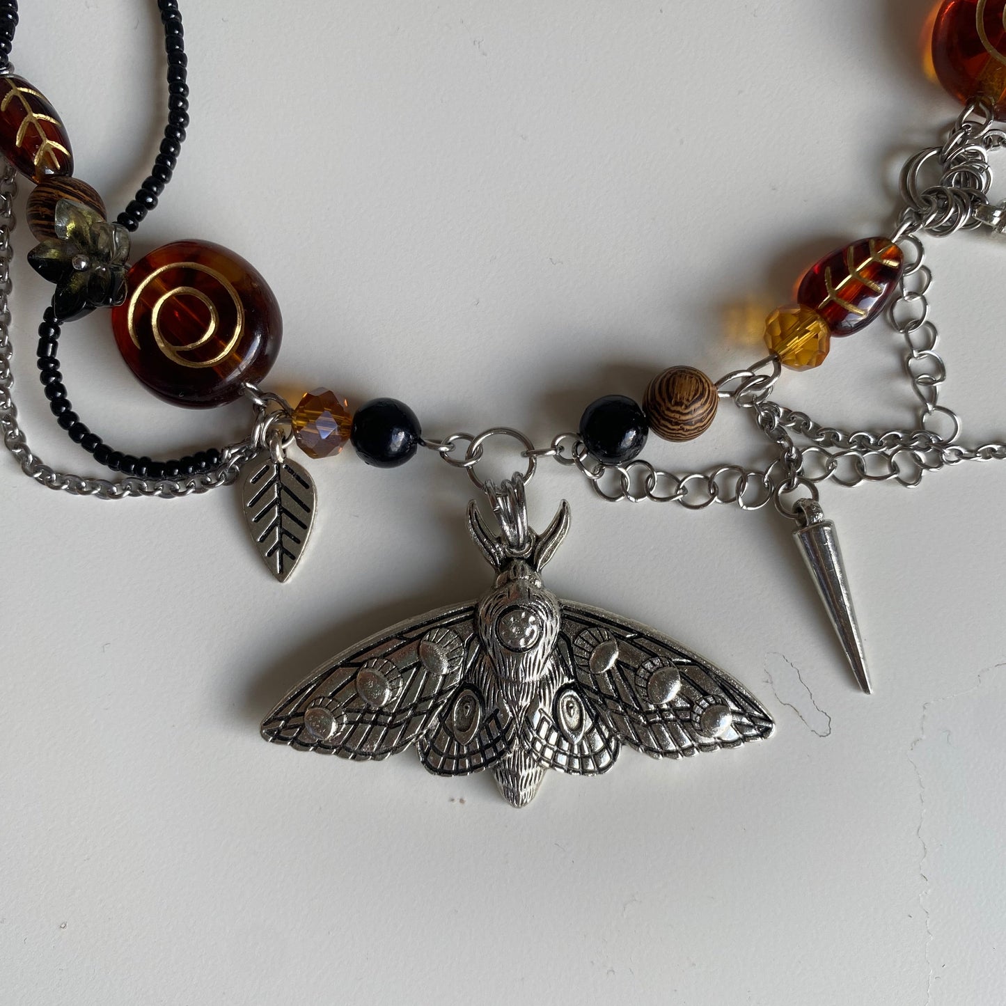 Emperor Moth Brown-Black Necklace