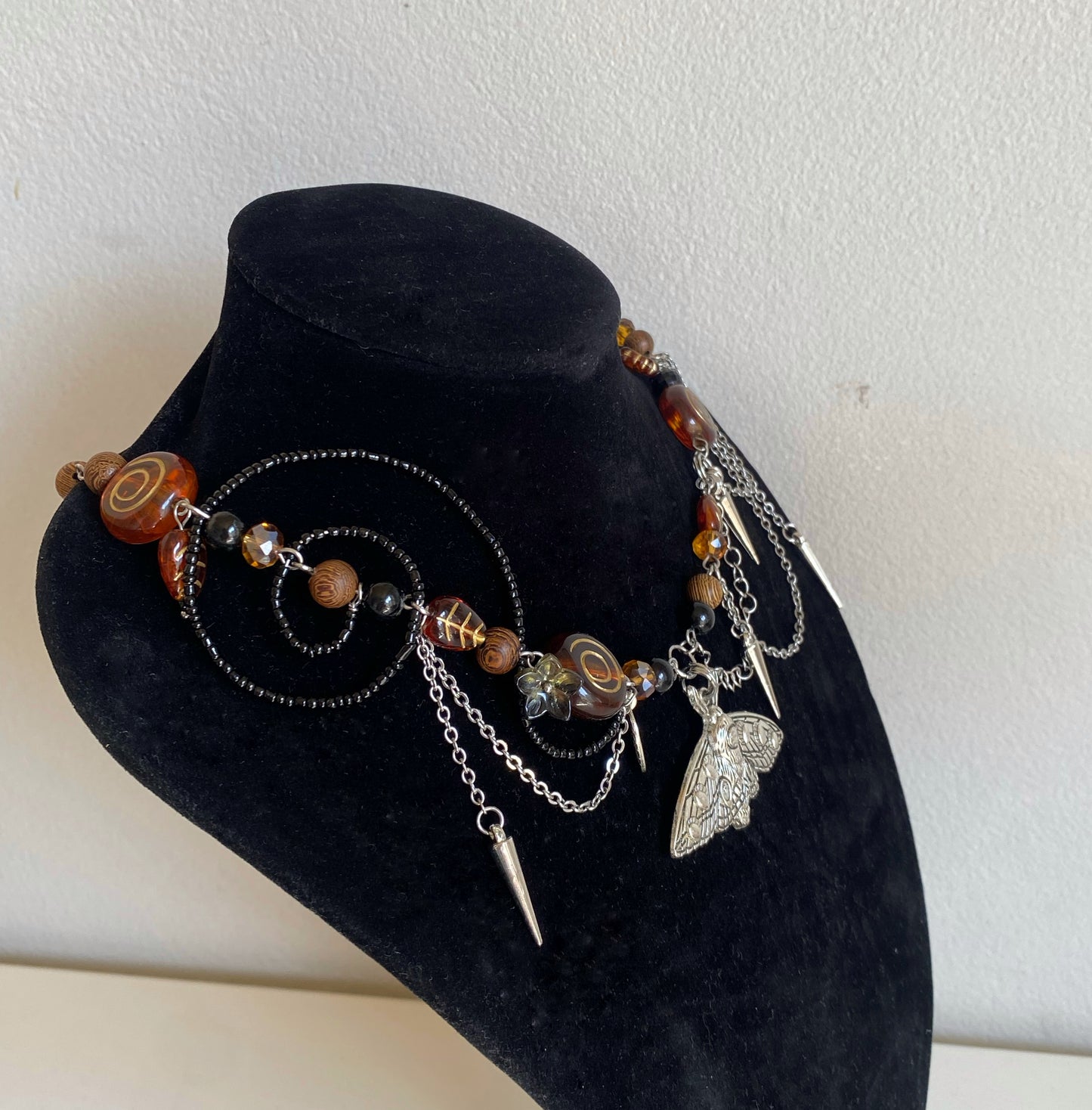 Emperor Moth Brown-Black Necklace