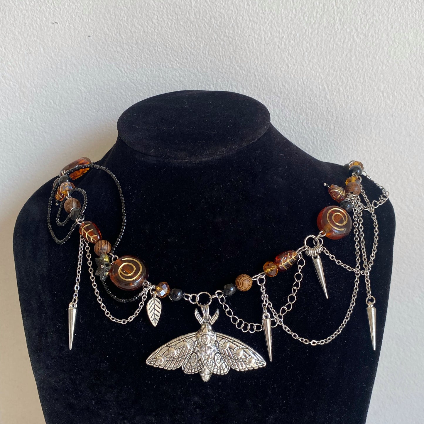 Emperor Moth Brown-Black Necklace