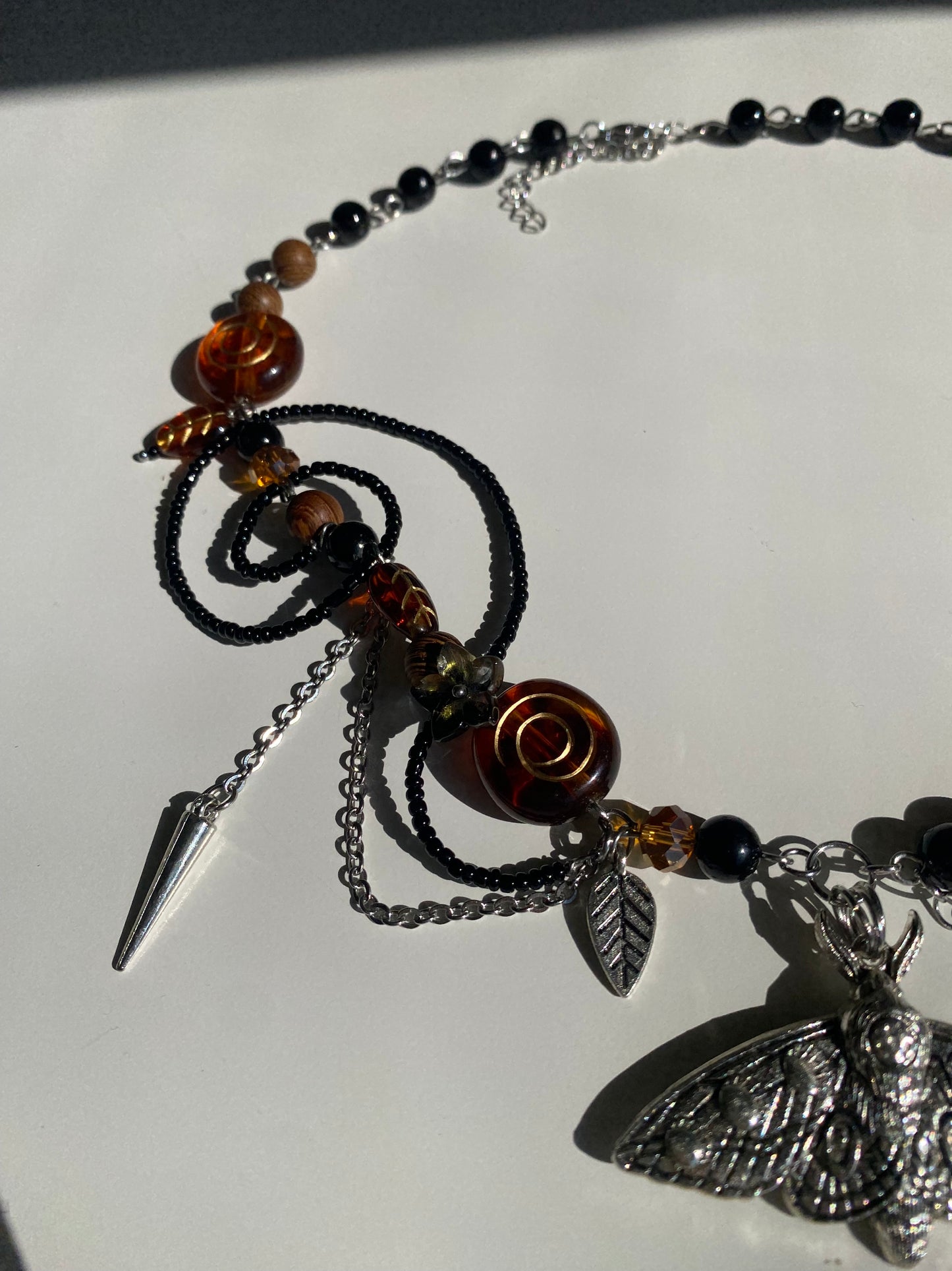 Emperor Moth Brown-Black Necklace